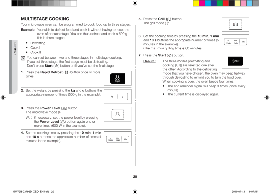 Samsung GW73B/XEO, GW73B/XET, GW73B/ELE manual Multistage cooking, Other. According to the defrosting 