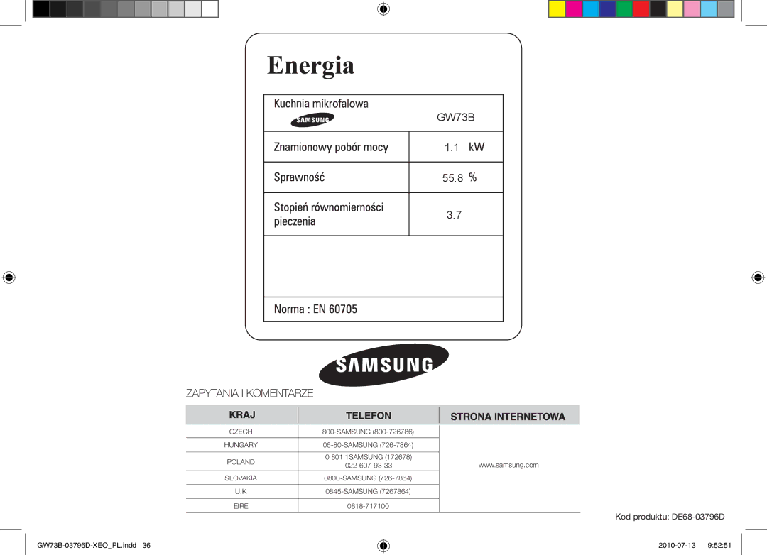 Samsung GW73B/XET, GW73B/ELE, GW73B/XEO manual 55.8 