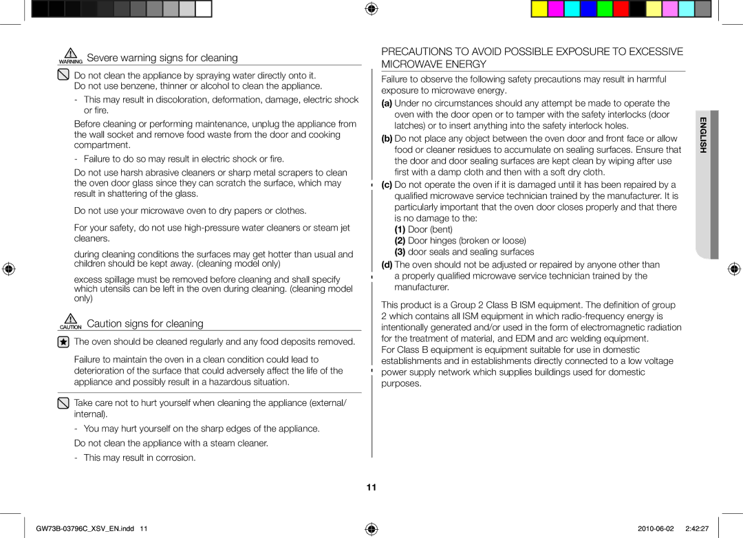 Samsung GW73B/XSV manual English 