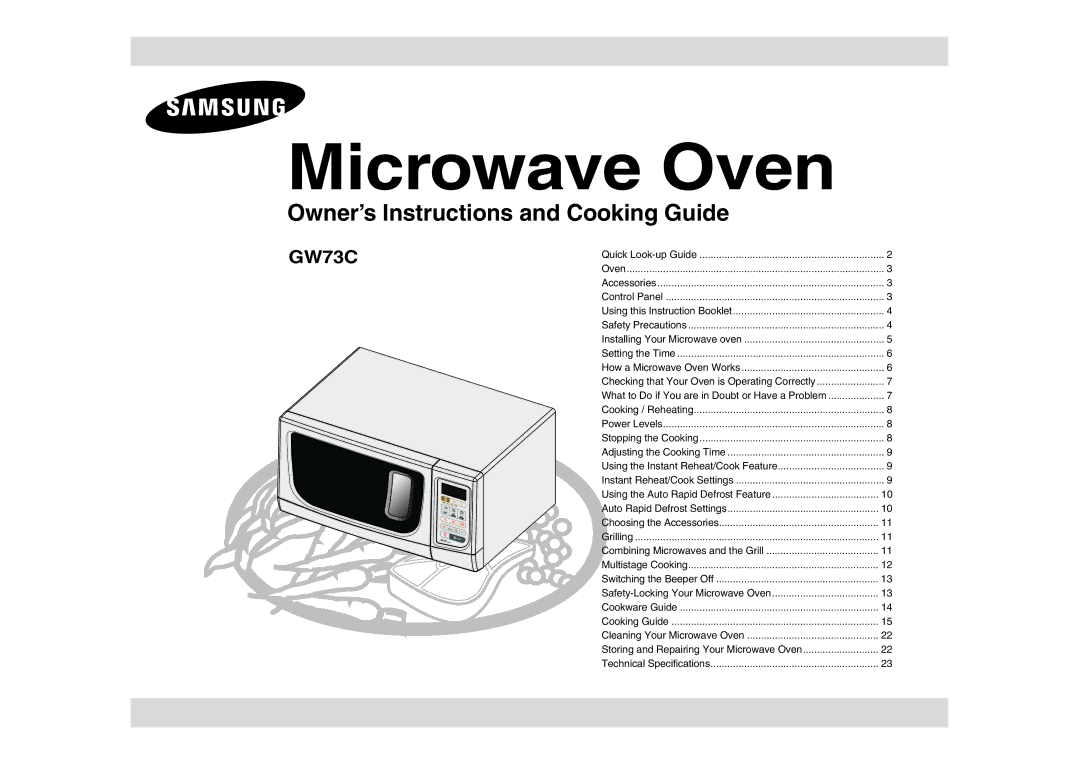 Samsung GW73C-S/XSV manual Microwave Oven 