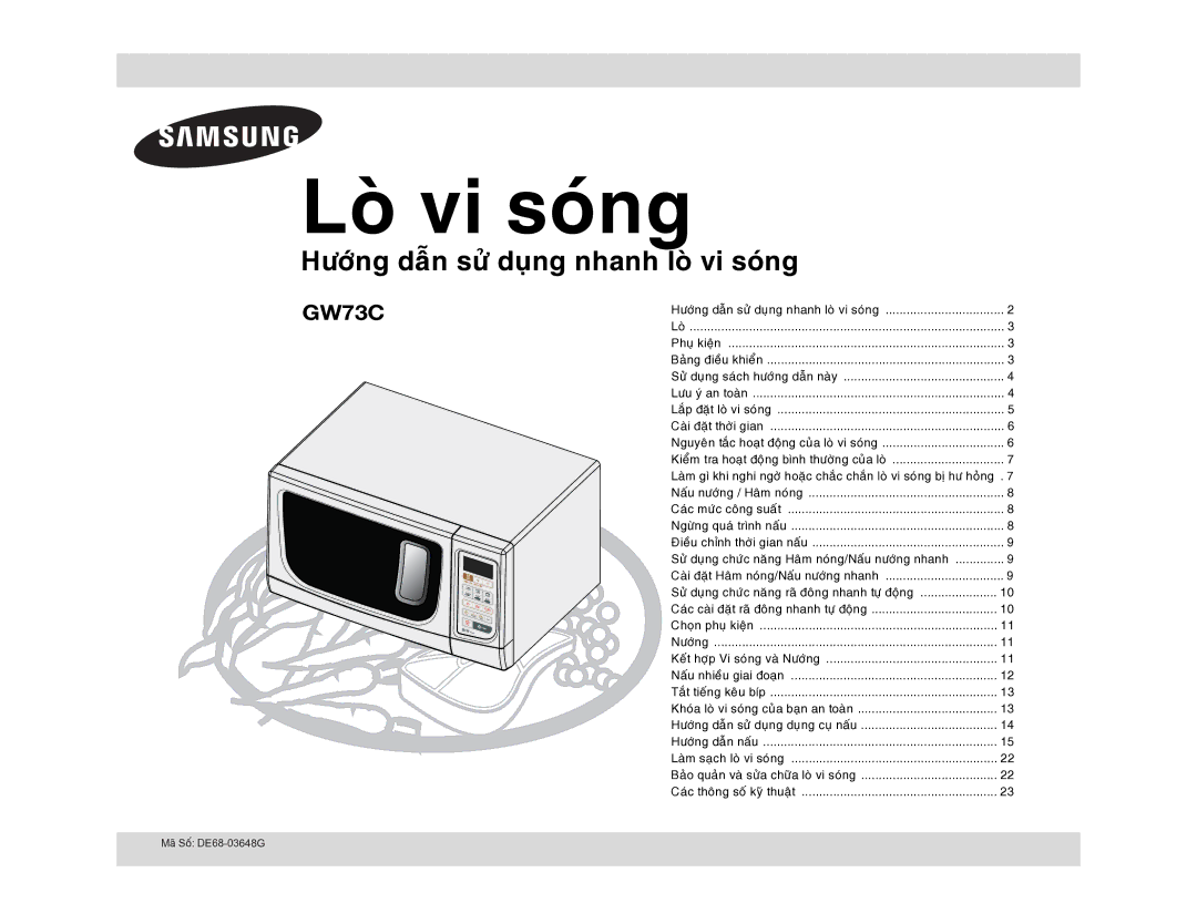 Samsung GW73C-S/XSV manual Phuï kieän, Choïn phuï kieän Nöôùng, Naáu nhieàu giai ñoaïn 