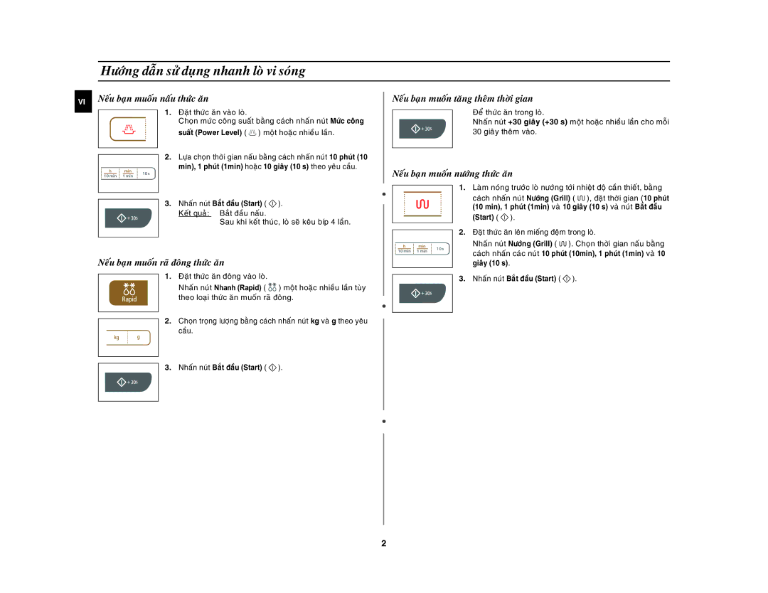 Samsung GW73C-S/XSV manual Höôùng daãn söû duïng nhanh loø vi soùng, Neáu baïn muoán naáu thöùc aên 