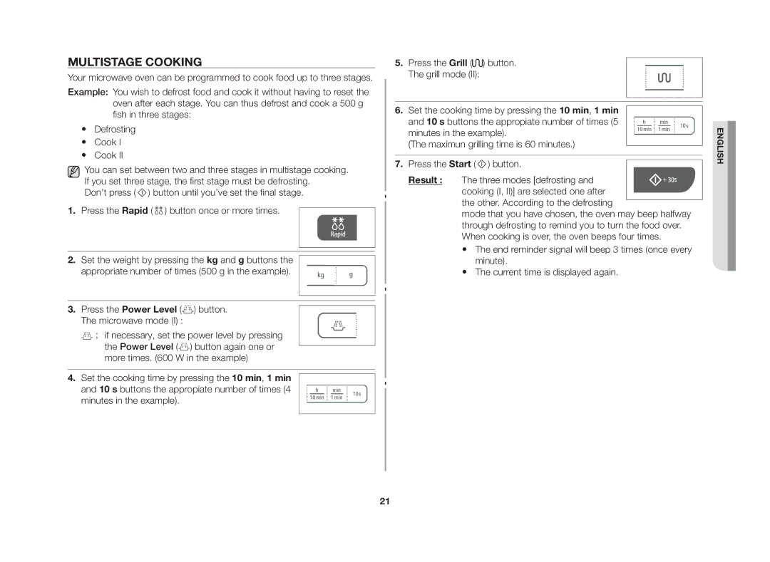 Samsung GW73C/BOL manual Multistage cooking, Other. According to the defrosting 