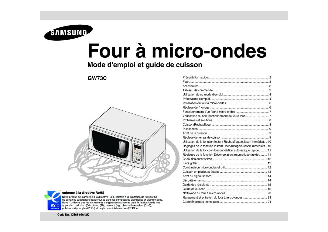 Samsung GW73C/XEF manual Four à micro-ondes 