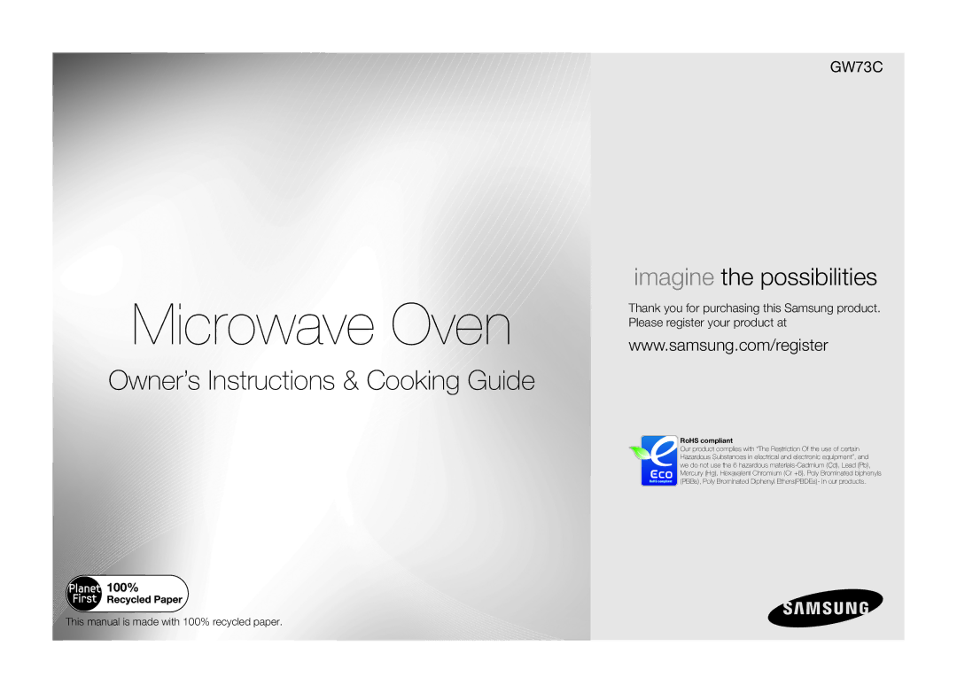 Samsung GW73C/XEH manual Microwave Oven 