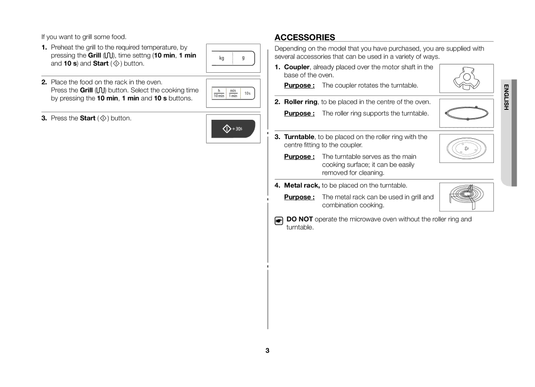 Samsung GW73C/XEH manual Accessories 