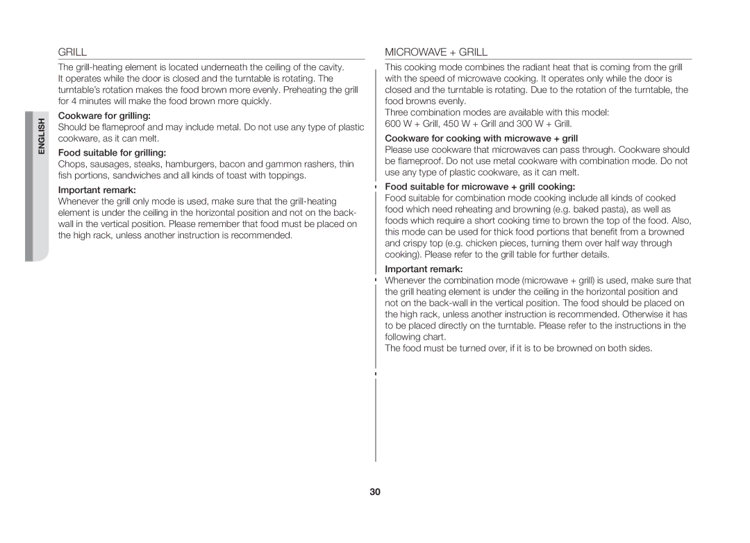 Samsung GW73C/XEH manual Grill 