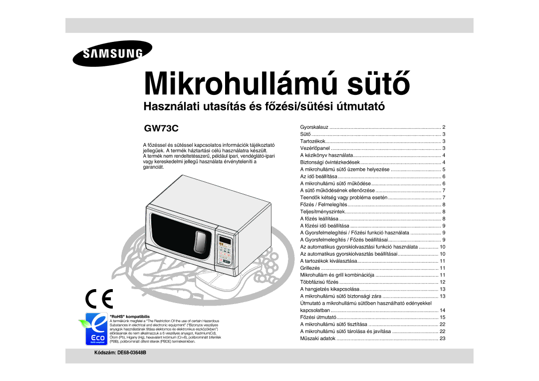 Samsung GW73C/XEH manual Mikrohullám és grill kombinációja, Útmutató a mikrohullámú sütőben használható edényekkel 