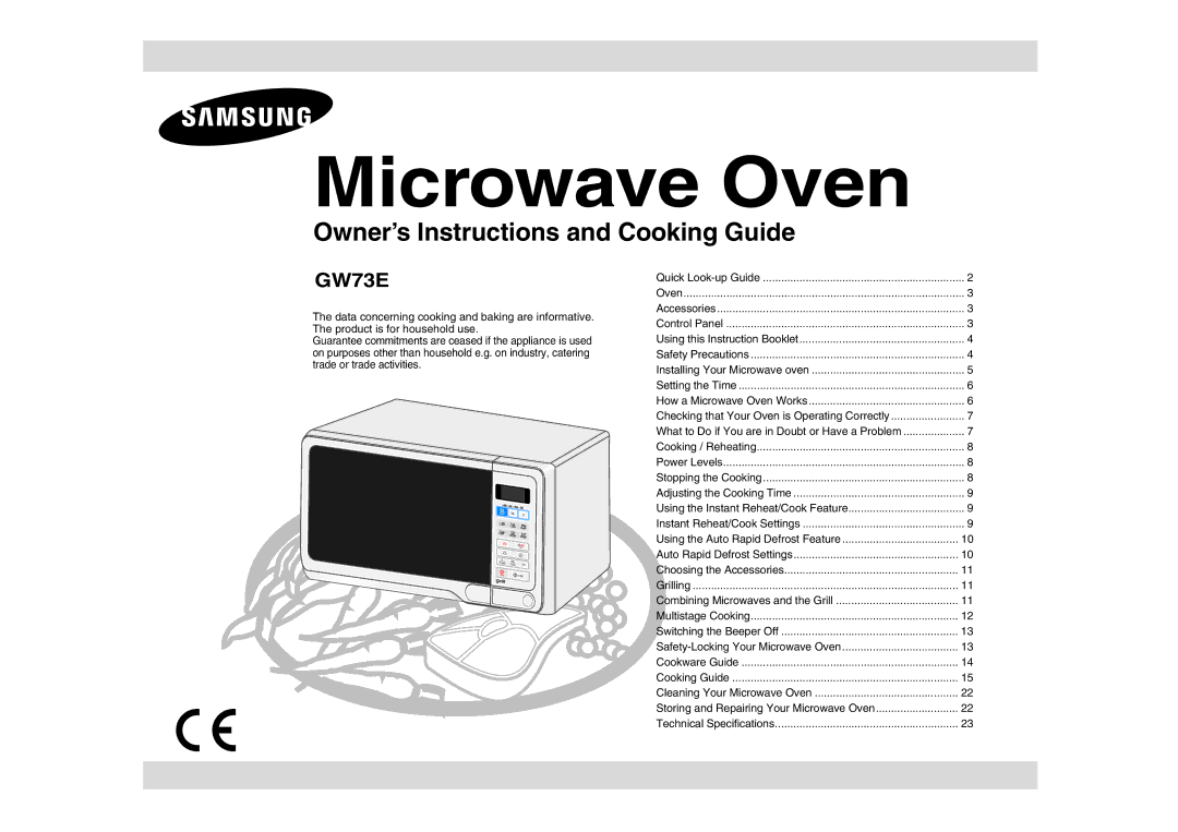 Samsung GW73E-WB/XEH, GW73E-SB/XEH manual Mikrovlnná trouba 