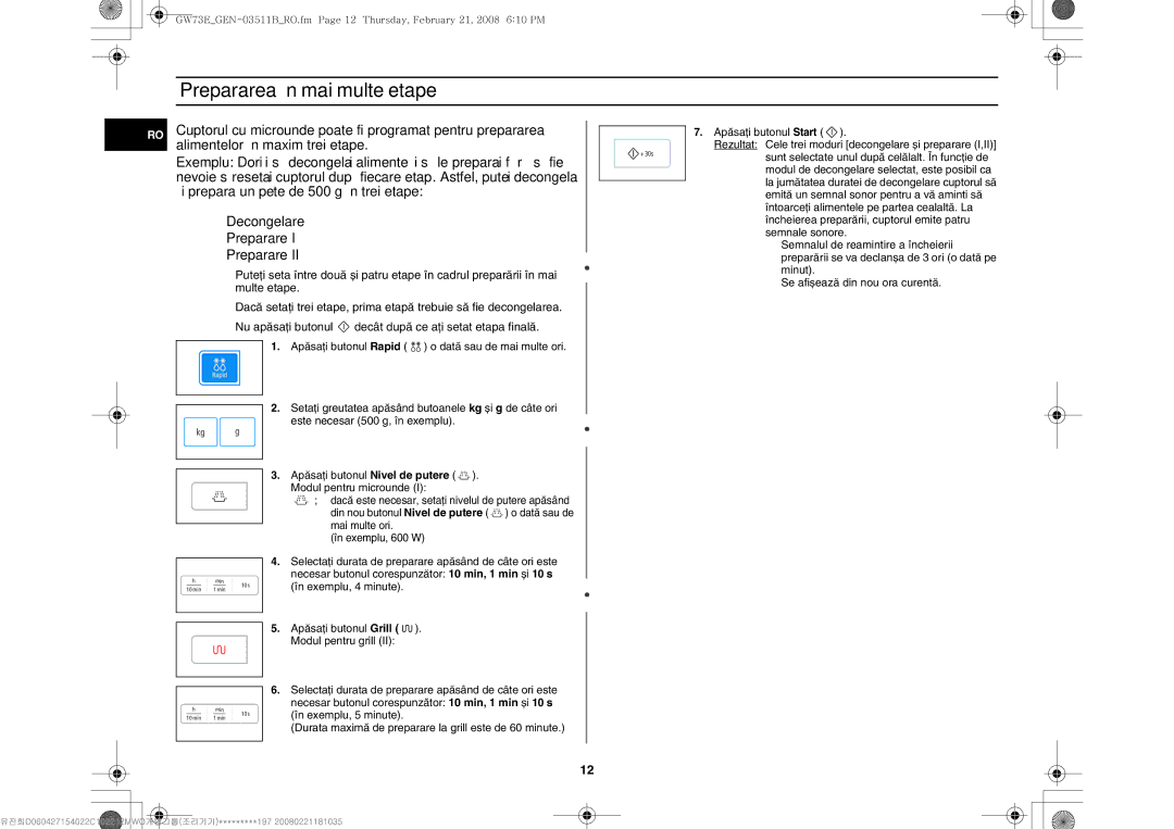 Samsung GW73E-WB/GEN, GW73E-WB/XEH, GW73E-WB/BOL manual Prepararea în mai multe etape 