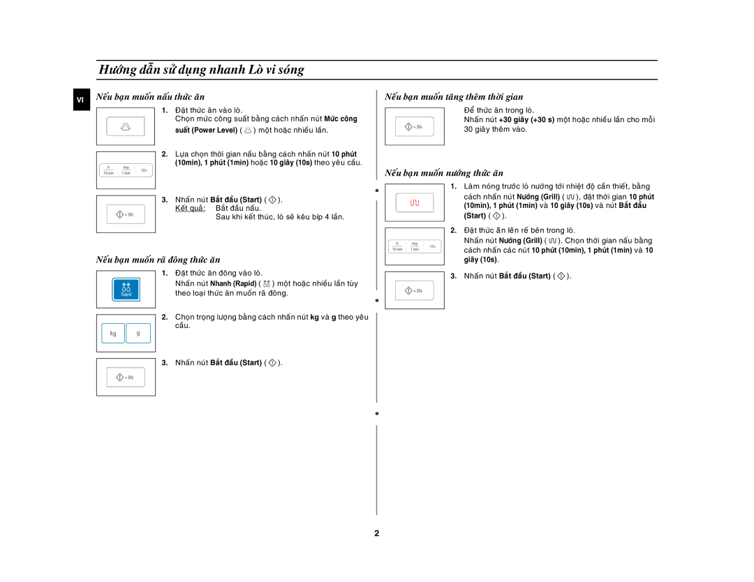 Samsung GW73E-WB/XSV, GW73E-SB/XSV manual Höôùng daãn söû duïng nhanh Loø vi soùng, Neáu baïn muoán naáu thöùc aên 