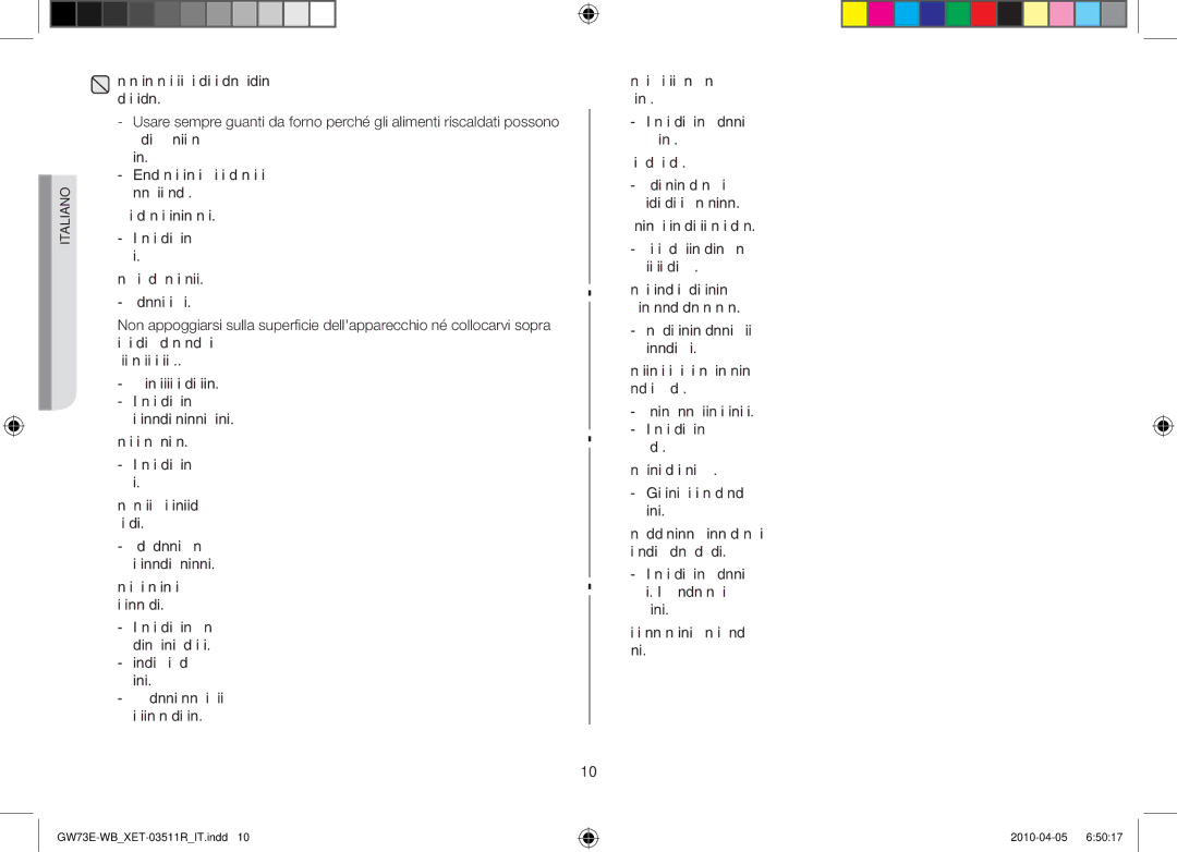 Samsung GW73E/XET manual Italiano 