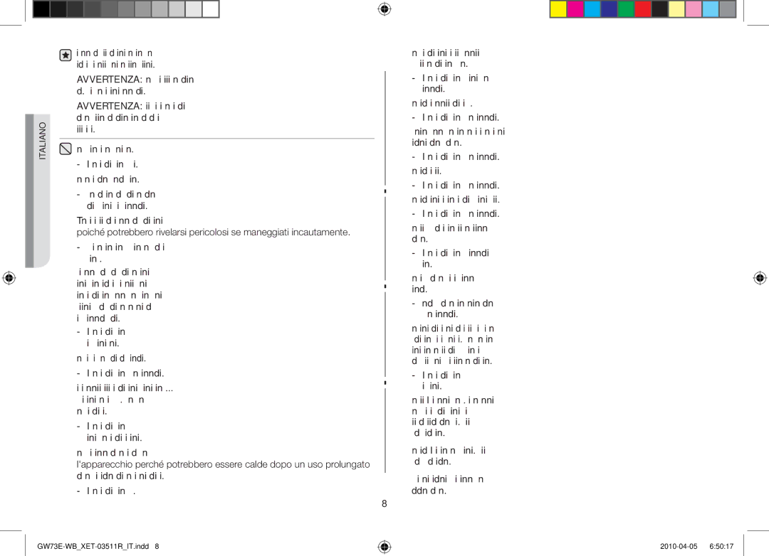 Samsung GW73E/XET manual Italiano 