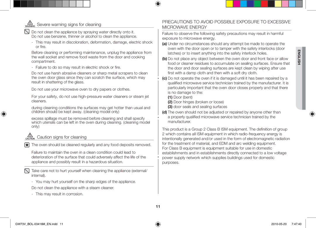 Samsung GW73V/BOL manual English 