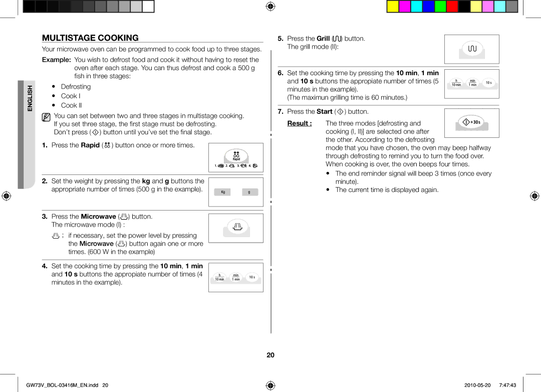 Samsung GW73V/BOL manual Multistage cooking, Other. According to the defrosting 