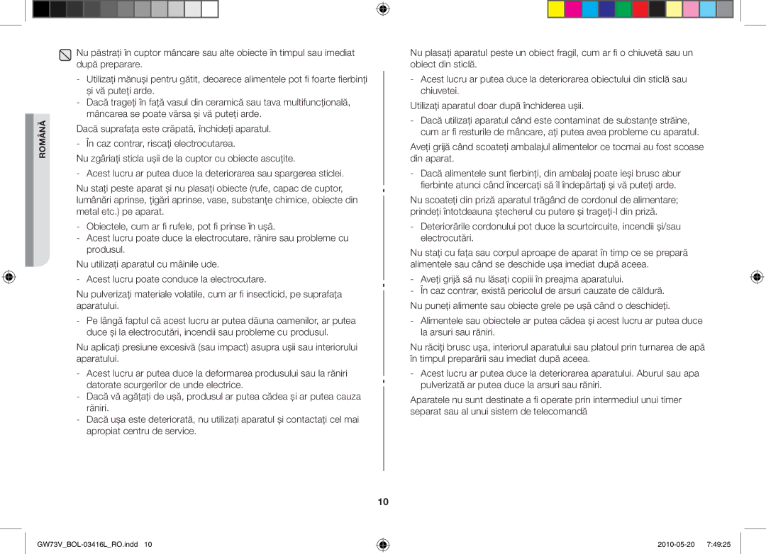 Samsung GW73V/BOL manual Română 