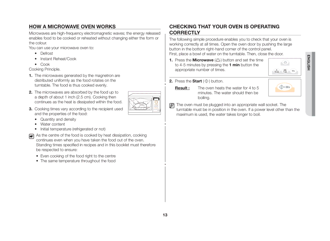 Samsung GW73V/XSV manual How a microwave oven works, Checking that your oven is operating correctly 