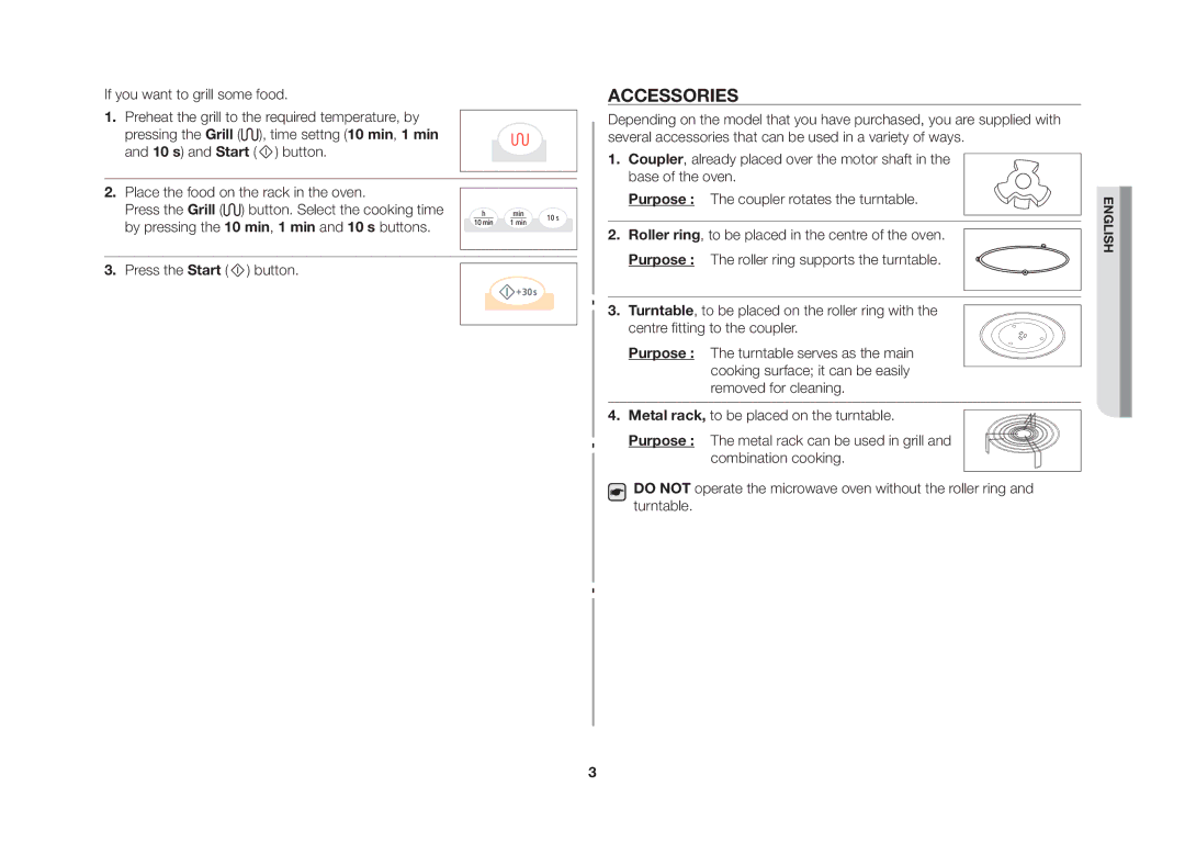 Samsung GW73V/XSV manual Accessories 