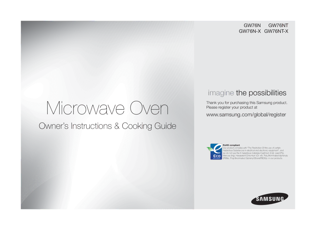 Samsung GW76N-BP/GEN manual Microwave Oven 