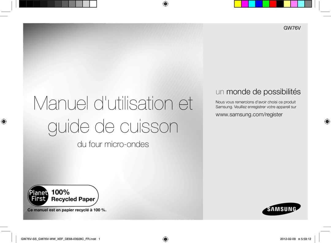 Samsung GW76N-B/XEF manual Manuel dutilisation et Guide de cuisson 