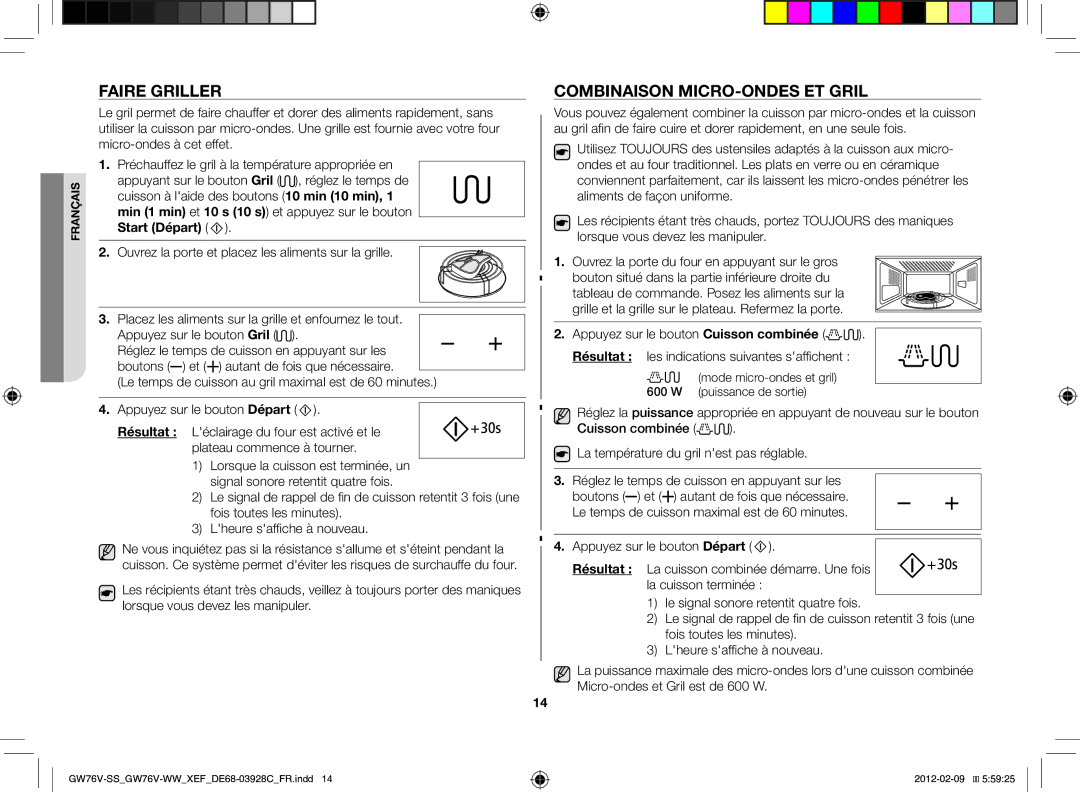 Samsung GW76N-B/XEF Faire griller, Combinaison micro-ondes et gril, Mode micro-ondes et gril 600 W puissance de sortie 