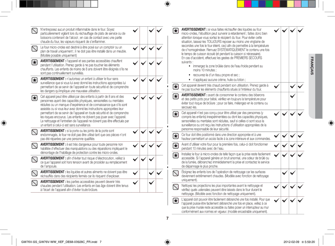 Samsung GW76N-B/XEF manual Français 