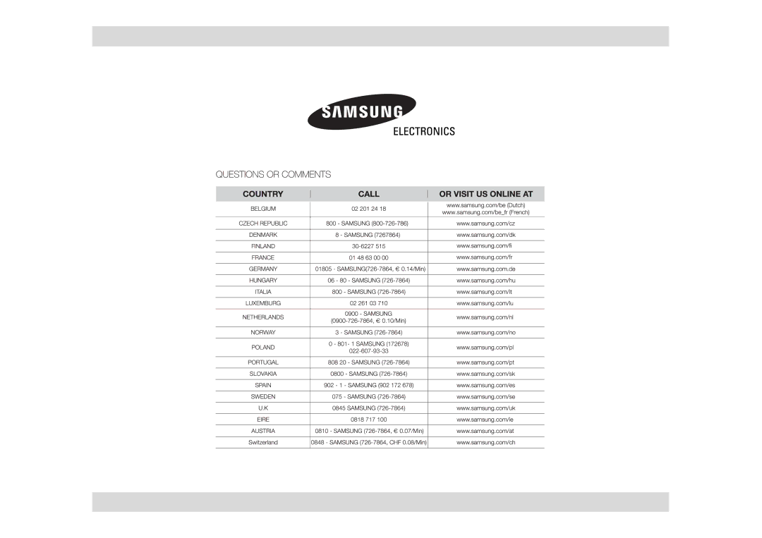 Samsung GW76N-B/XET, GW76N-SP/XEH, GW76N-S/XEO, GW76N-SX/XEH, GW76N/XEO, GW76N/XEH manual 