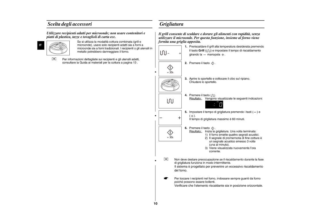 Samsung GW76N-B/XET manual Scelta degli accessori, Grigliatura 