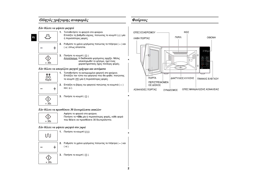 Samsung GW76N-S/XEC, GW76N-S/ELE manual Οδηγός γρήγορης αναφοράς, Φούρνος 