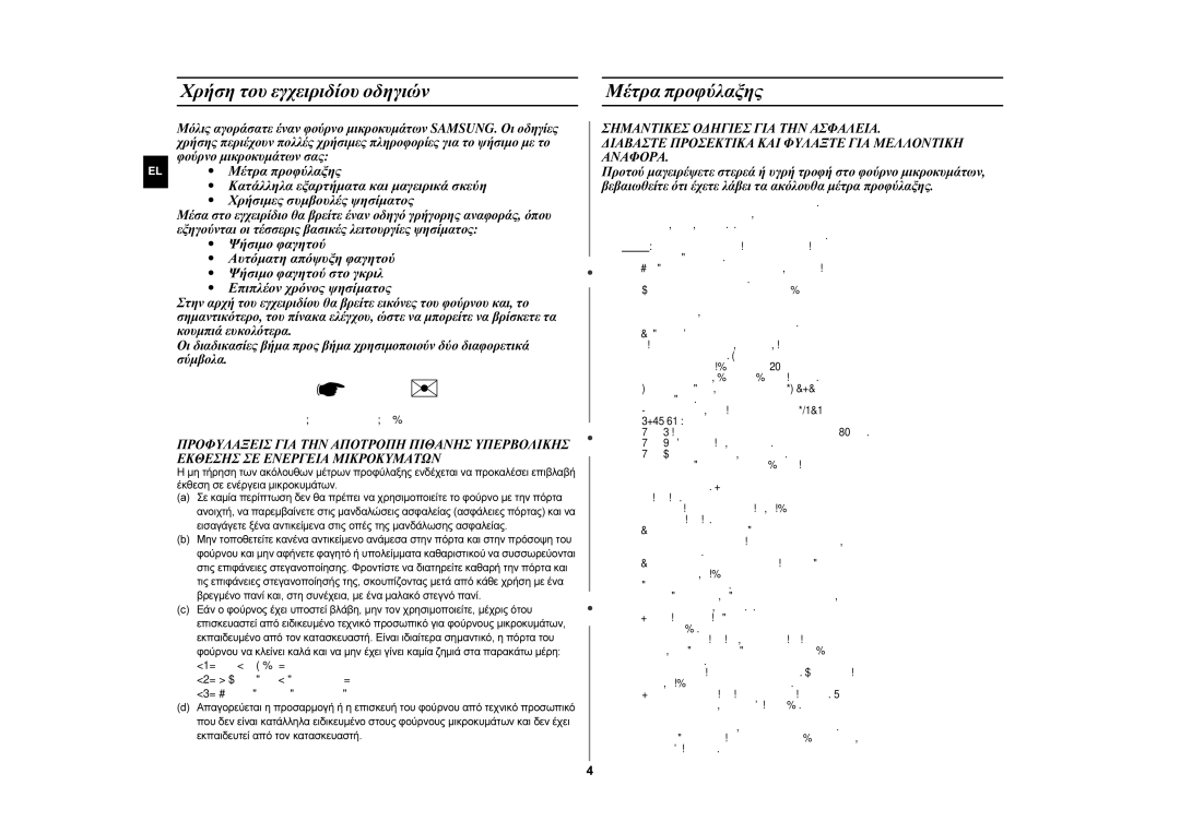 Samsung GW76N-S/XEC, GW76N-S/ELE manual Χρήση του εγχειριδίου οδηγιών, Μέτρα προφύλαξης, Σημαντικό Σημείωση 