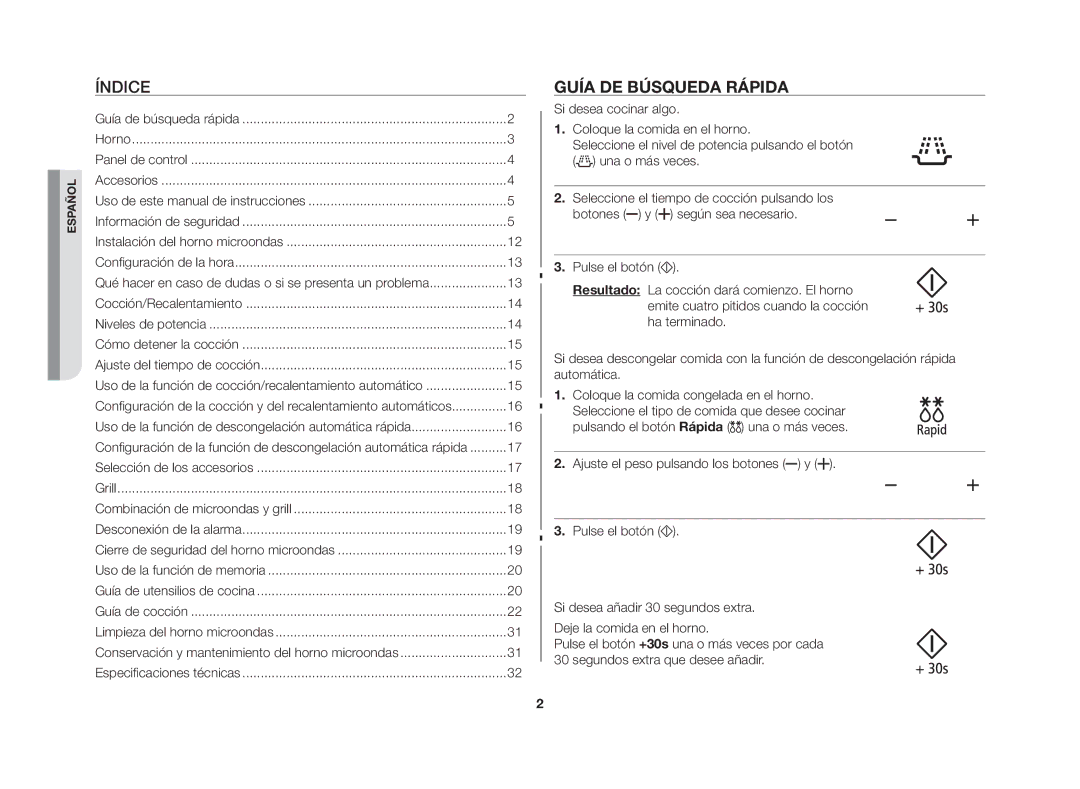 Samsung GW76N-S/XEU, GW76N-S/XEC manual Índice, Guía de búsqueda rápida 