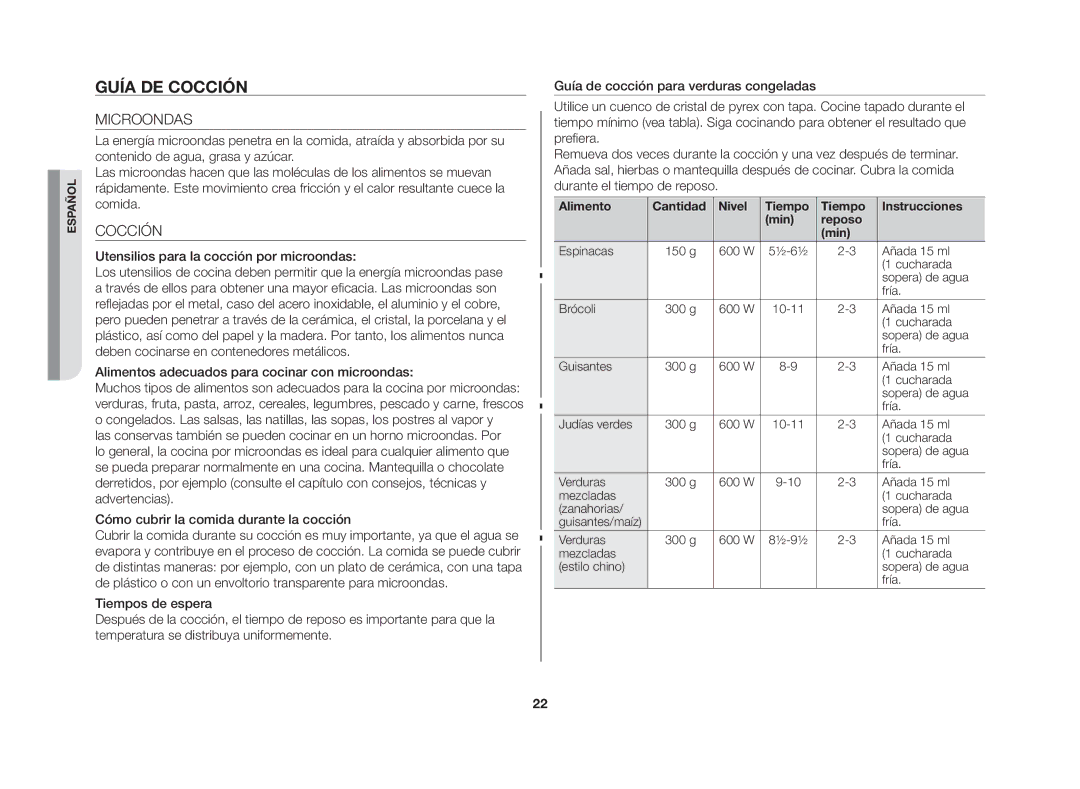 Samsung GW76N-S/XEU, GW76N-S/XEC manual Guía de cocción, Microondas, Cocción, Utensilios para la cocción por microondas 