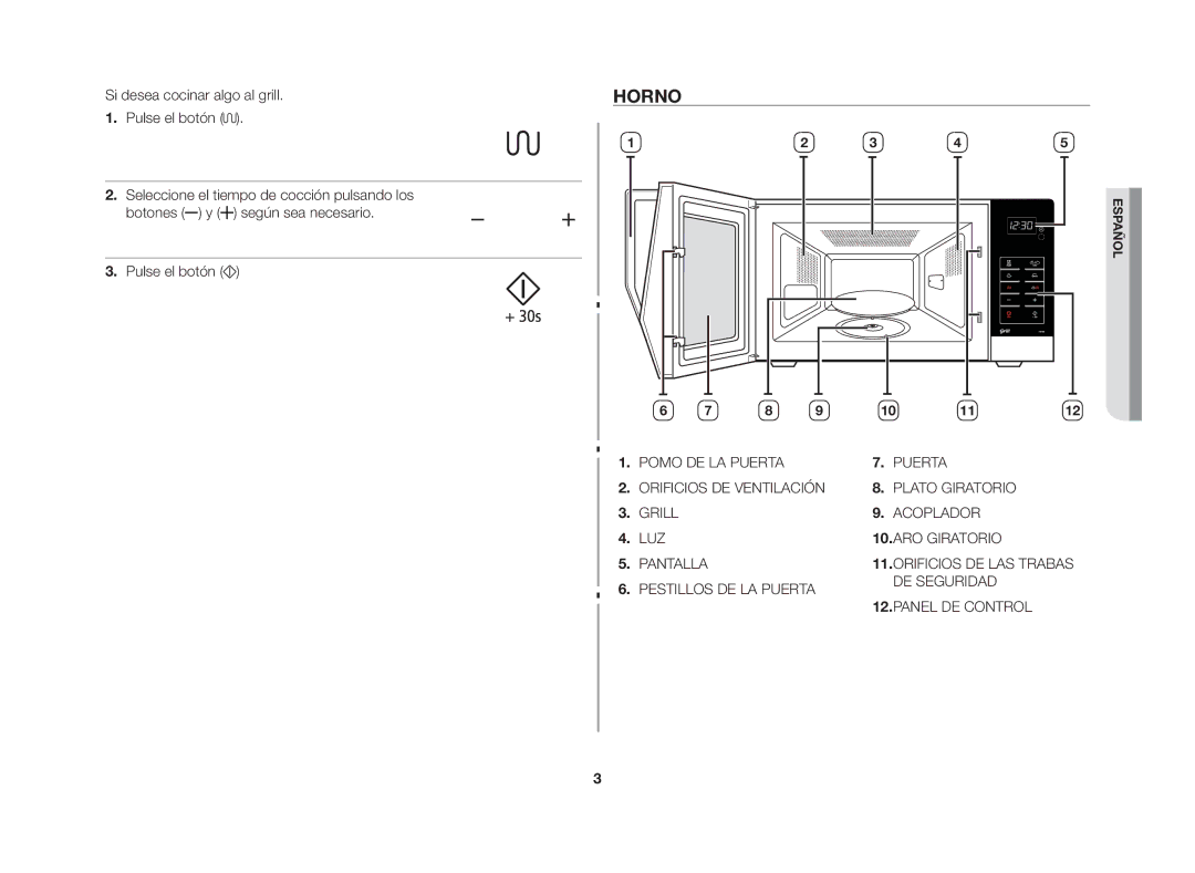 Samsung GW76N-S/XEC, GW76N-S/XEU manual Horno 