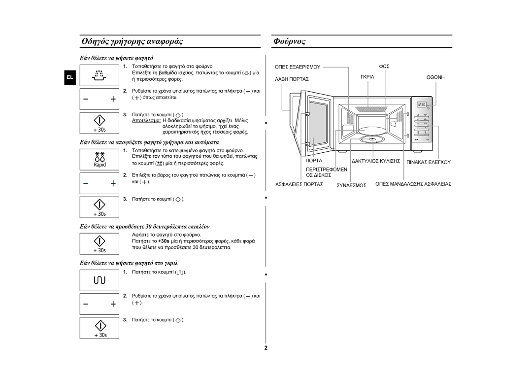 Samsung GW76NM/BOL, GW76NM/ELE manual Οδηγός γρήγορης αναφοράς, Φούρνος 