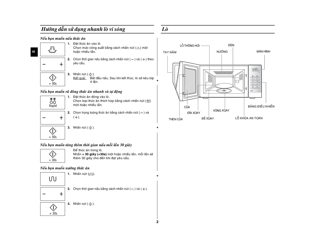 Samsung GW76NM/XSV manual Höôùng daãn söû duïng nhanh loø vi soùng, Loø, Neáu baïn muoán naáu thöùc aên 