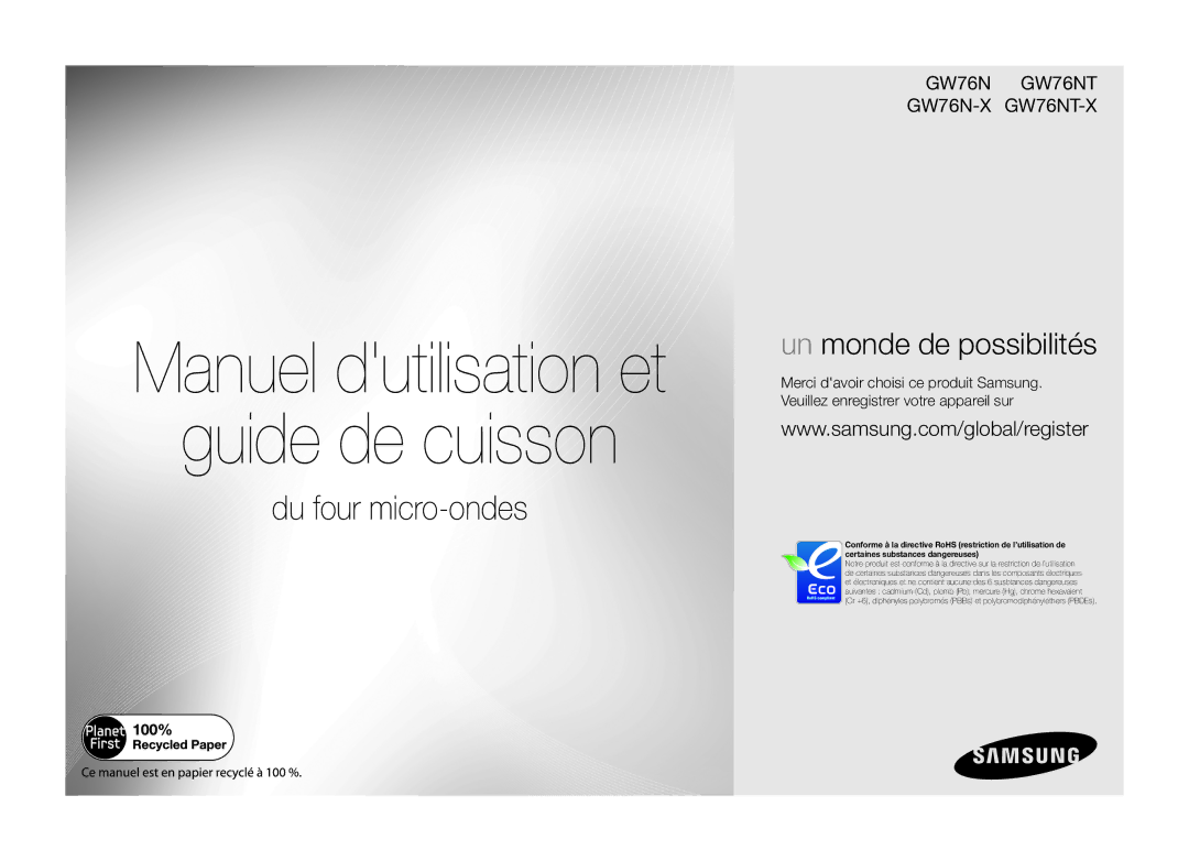 Samsung GW76NT-SX/XEF manual Guide de cuisson 