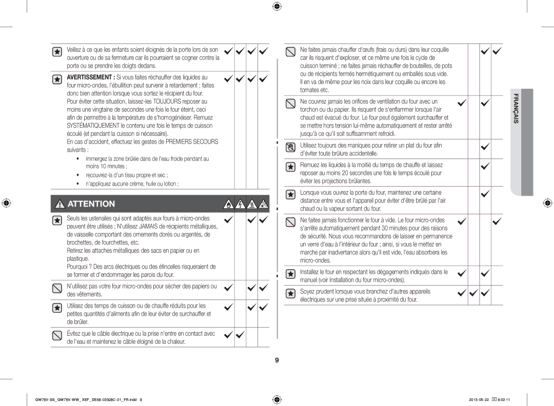 Samsung GW76V-WW/XEF manual Français 