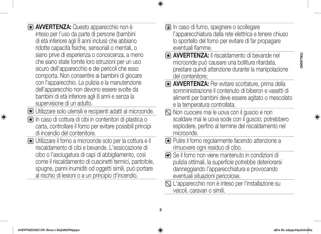 Samsung GW76VT-SSX/XET, GW76VT-BB/XET, GW76VT-SS/XET manual Utilizzare solo utensili e recipienti adatti al microonde 