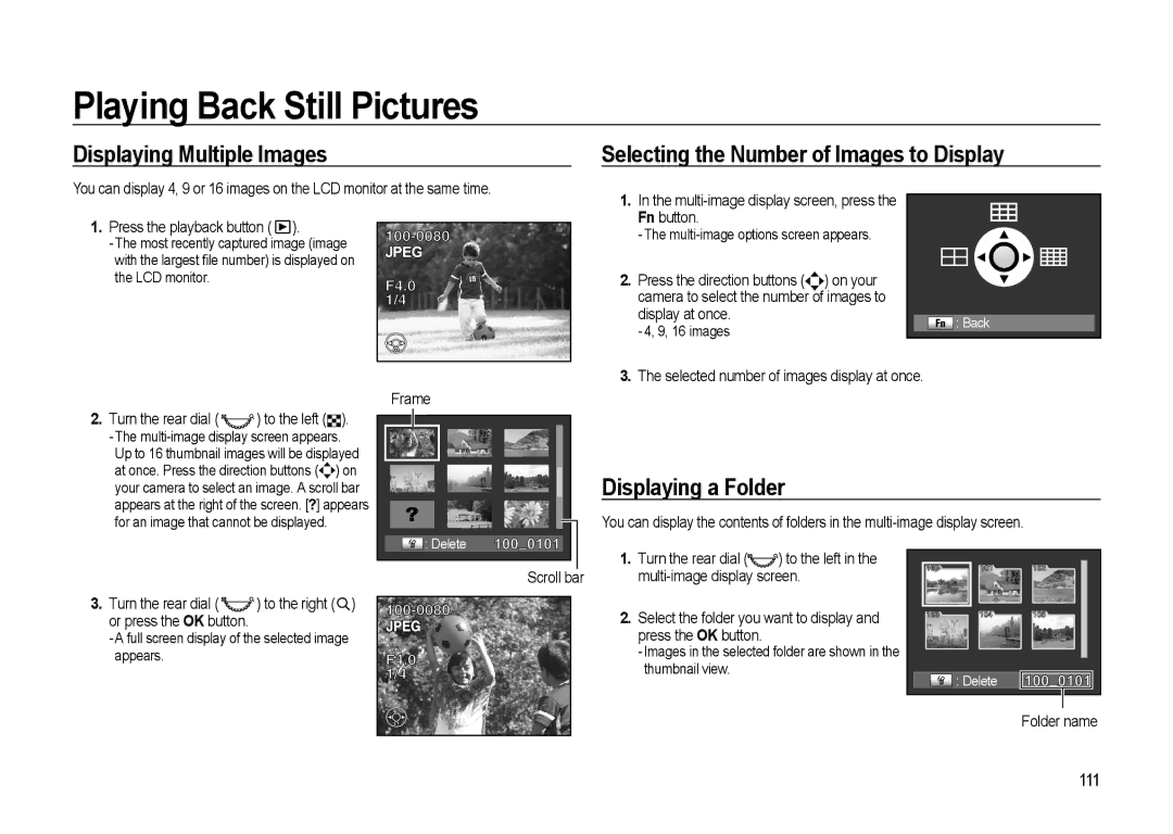 Samsung GX-20 manual Displaying a Folder, 111 