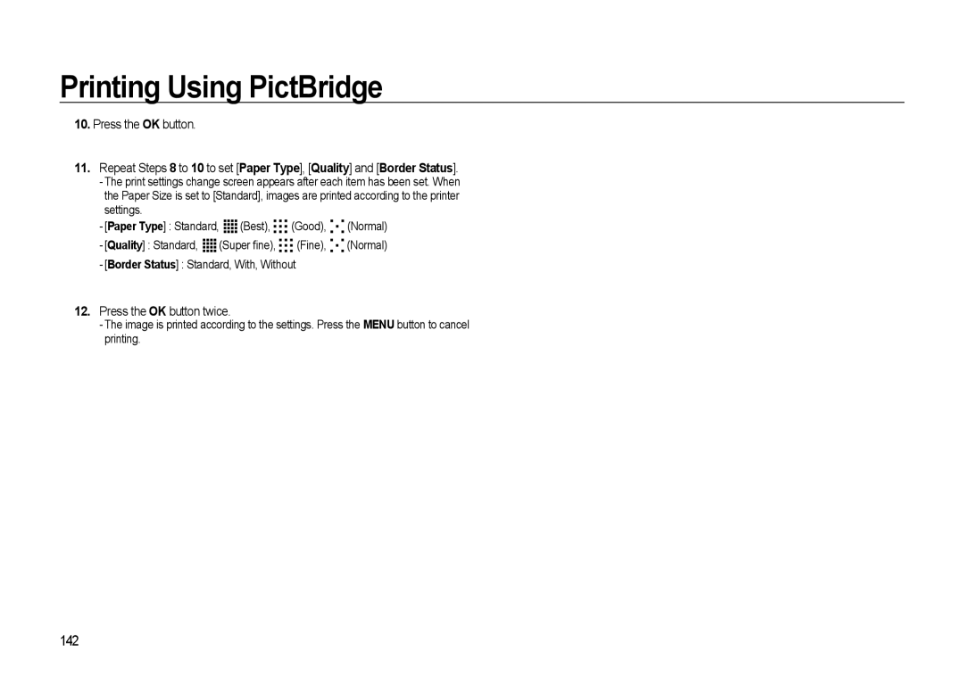 Samsung GX-20 manual 142, Press the OK button twice 