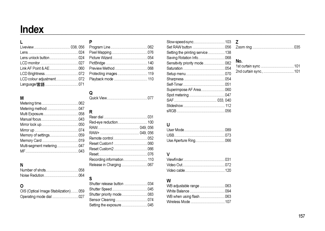 Samsung GX-20 manual 076, 157 