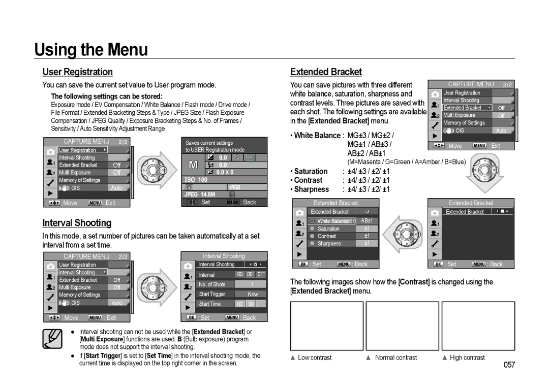 Samsung GX-20 manual User Registration Extended Bracket, Interval Shooting, Contrast, 057 