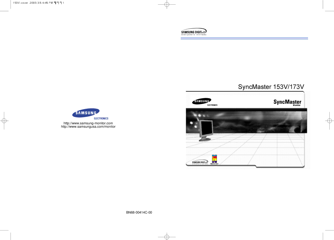 Samsung GY15VSSB/MYA, GY15VSSN/XSG, GY15VSSS/XSA, GY17VSSB/XSG, GY15VSSN/XSS, GY15VSSS/KES manual SyncMaster 153V/173V 