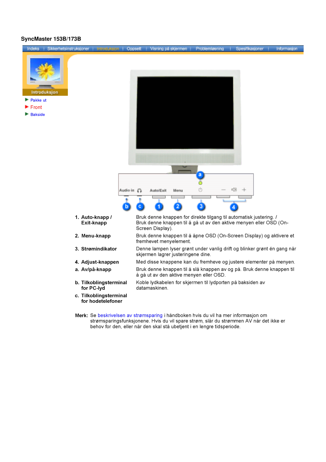 Samsung GY19VSSS/EDC, GY15VSSS/EDC, GY15CSSS/EDC, GY17CSSS/EDC manual For PC-lyd, Tilkoblingsterminal for hodetelefoner 