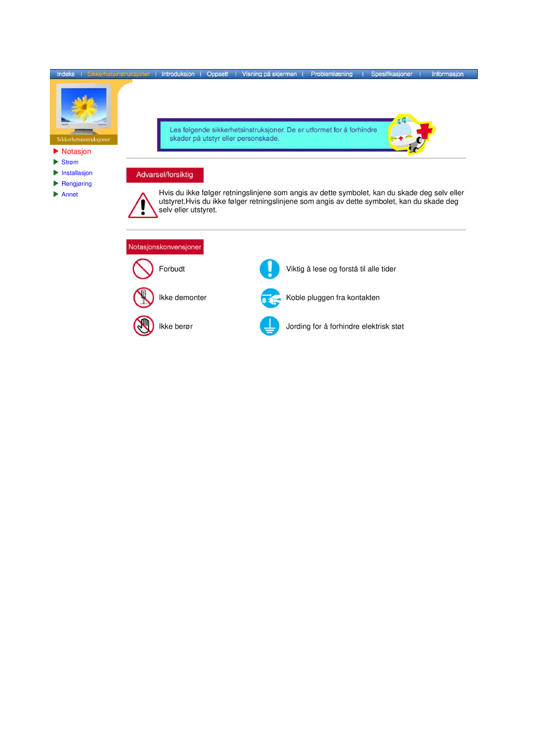 Samsung GY19VSSS/EDC, GY15VSSS/EDC, GY15CSSS/EDC, GY17CSSS/EDC manual Notasjon 