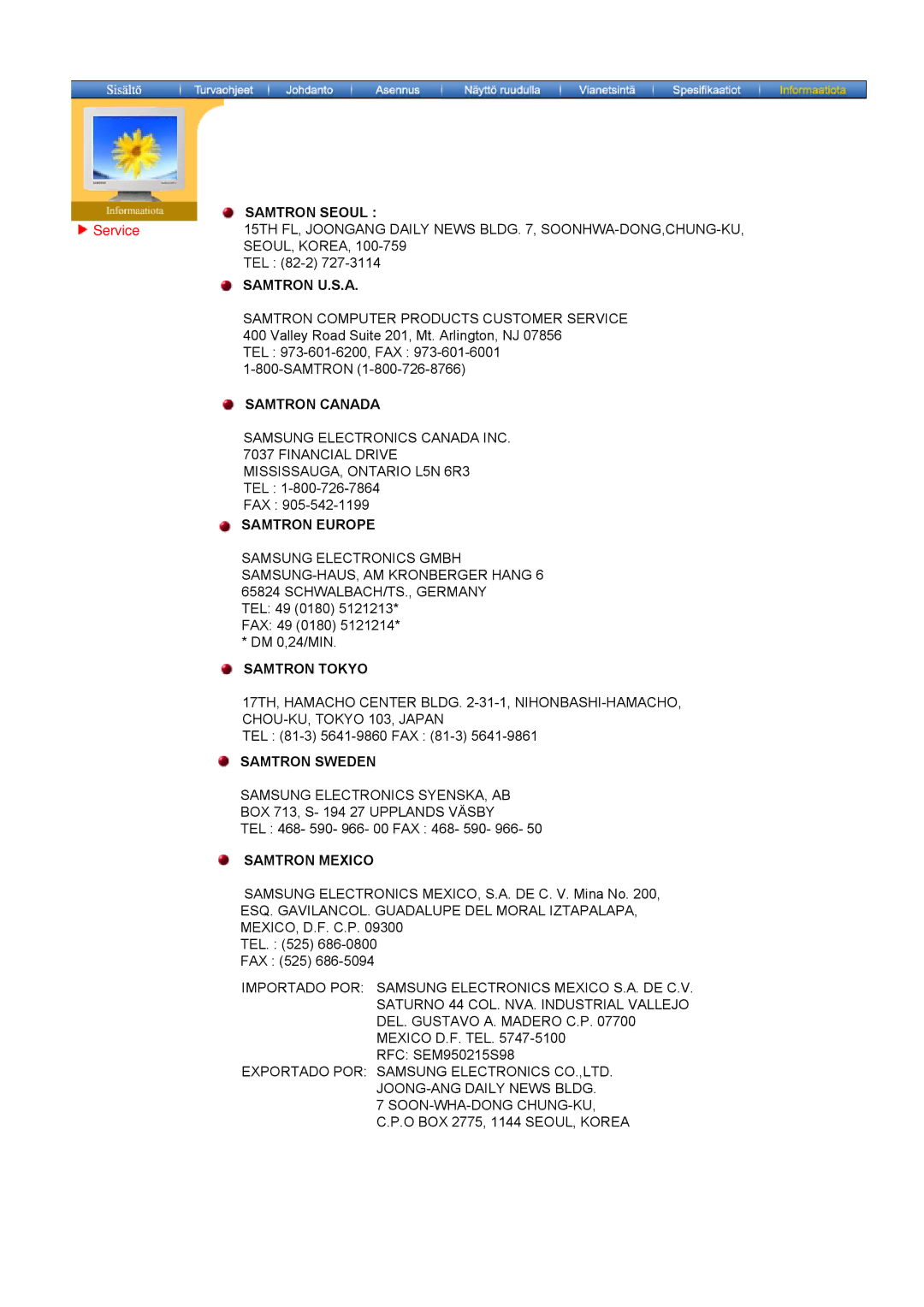 Samsung GY17CTSN/EDC, GY15VTSN/EDC manual Samtron Seoul 