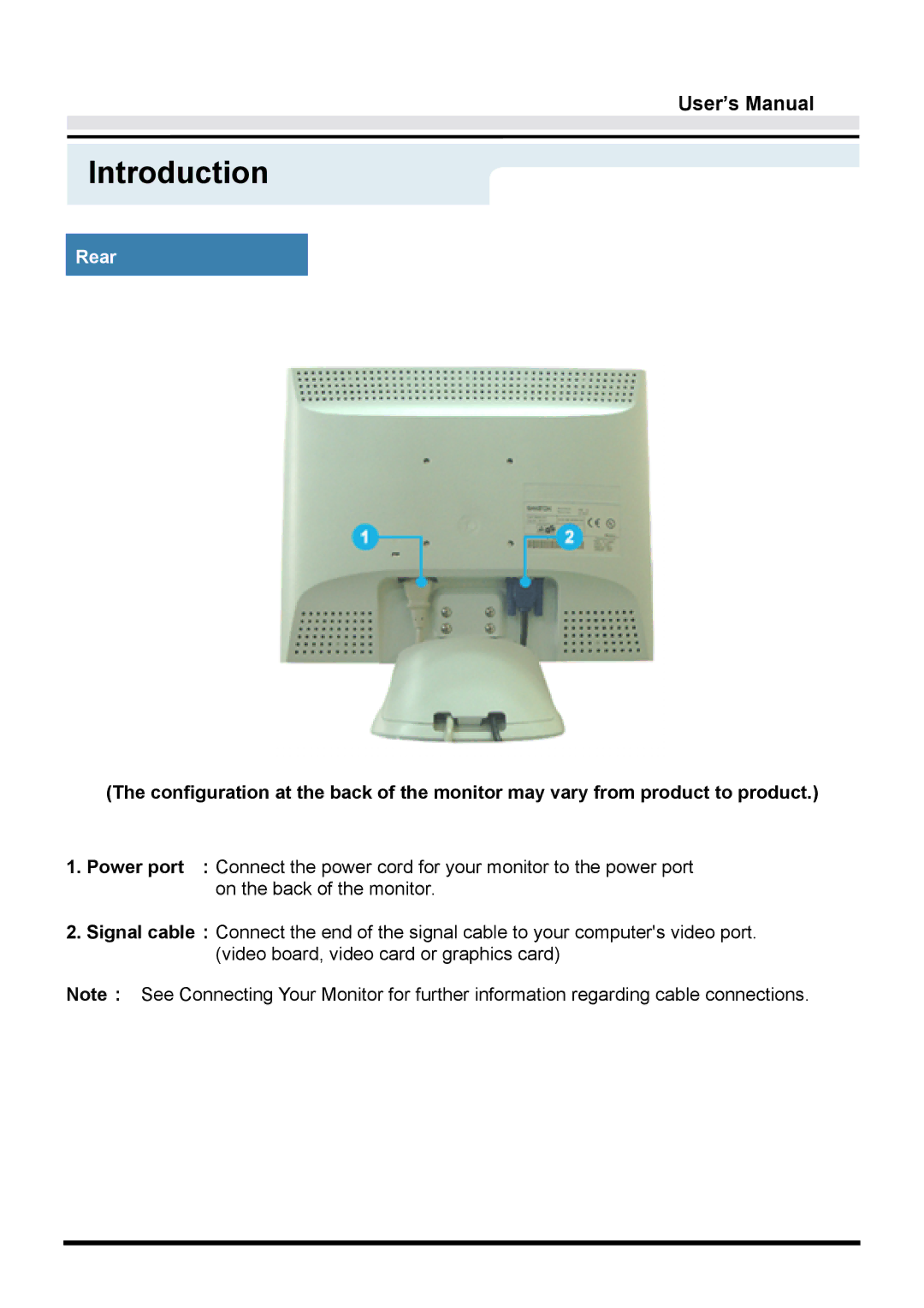 Samsung GY15VTSN/EDC, GY17VTSN/EDC, GY17CTSN/EDC manual Rear 