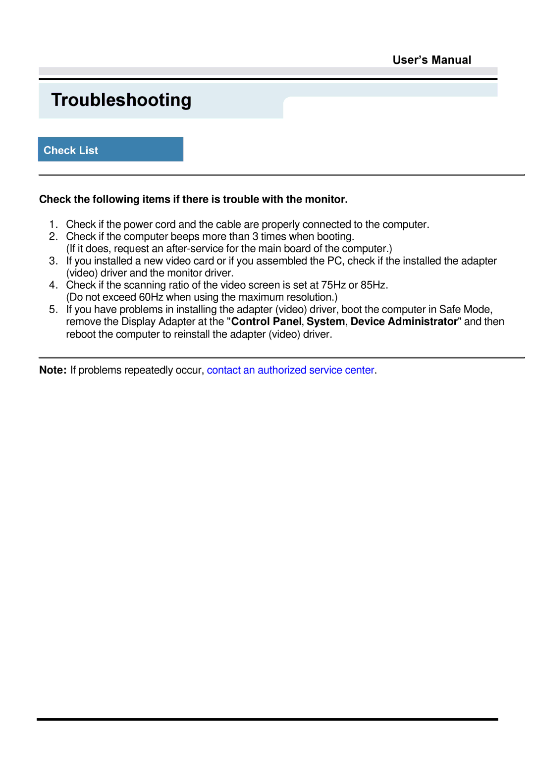 Samsung GY17CTSN/EDC, GY15VTSN/EDC, GY17VTSN/EDC manual Troubleshooting 