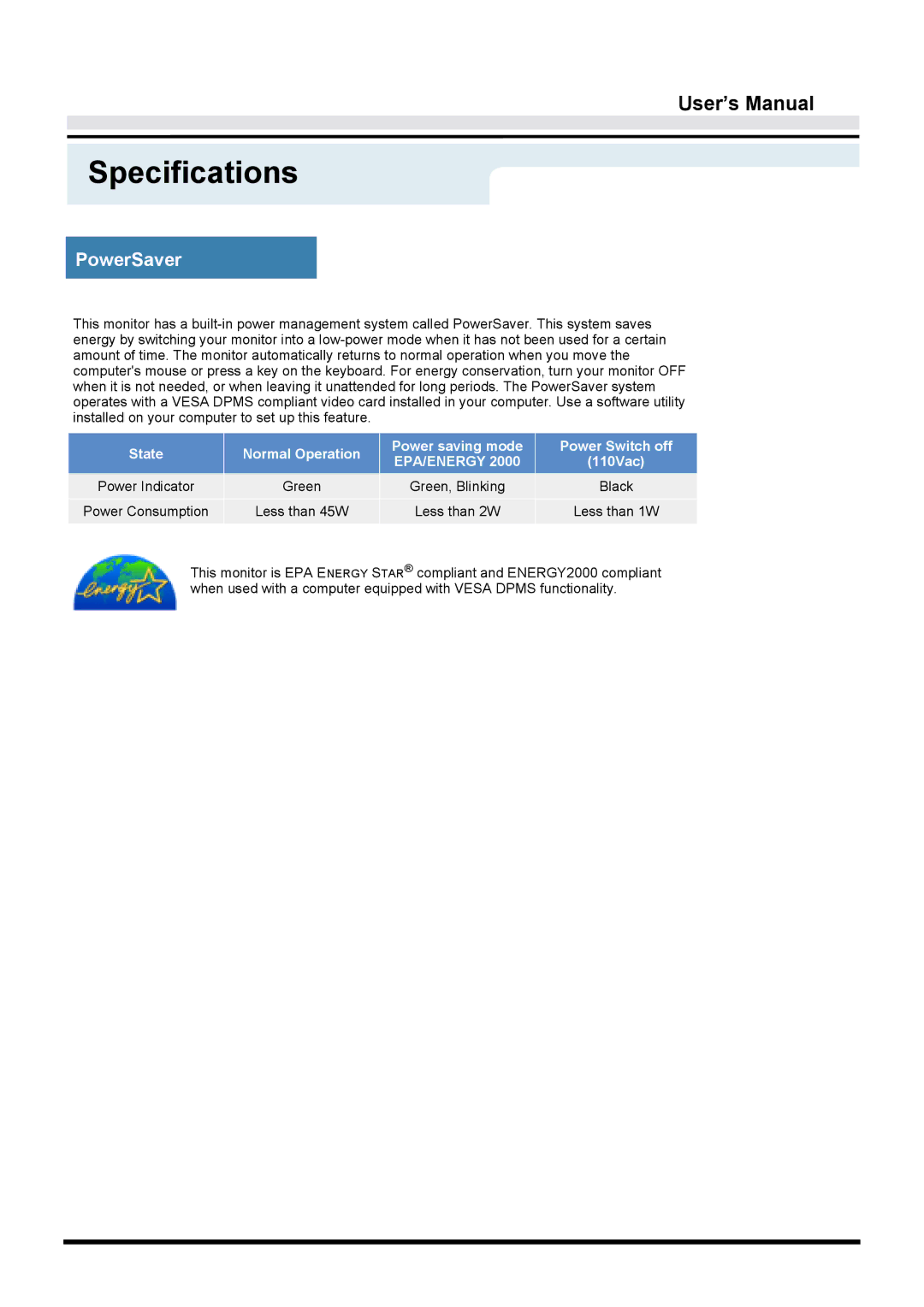 Samsung GY15VTSN/EDC, GY17VTSN/EDC, GY17CTSN/EDC manual PowerSaver 