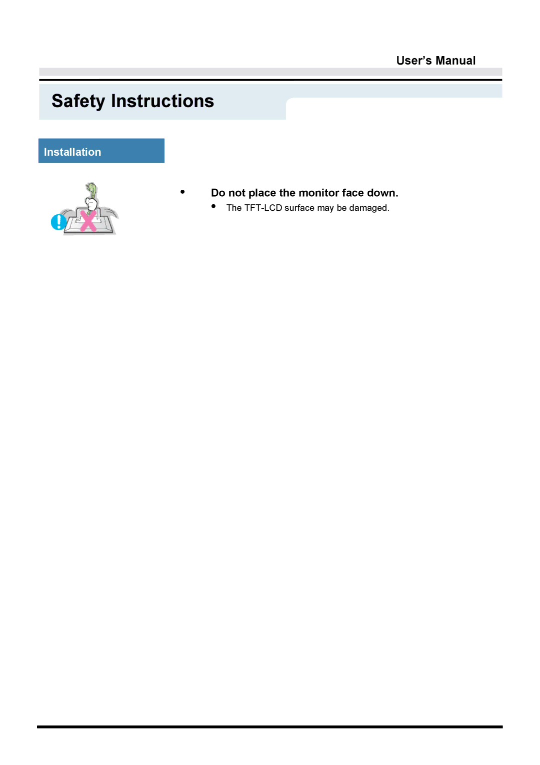 Samsung GY15VTSN/EDC, GY17VTSN/EDC, GY17CTSN/EDC manual Do not place the monitor face down 